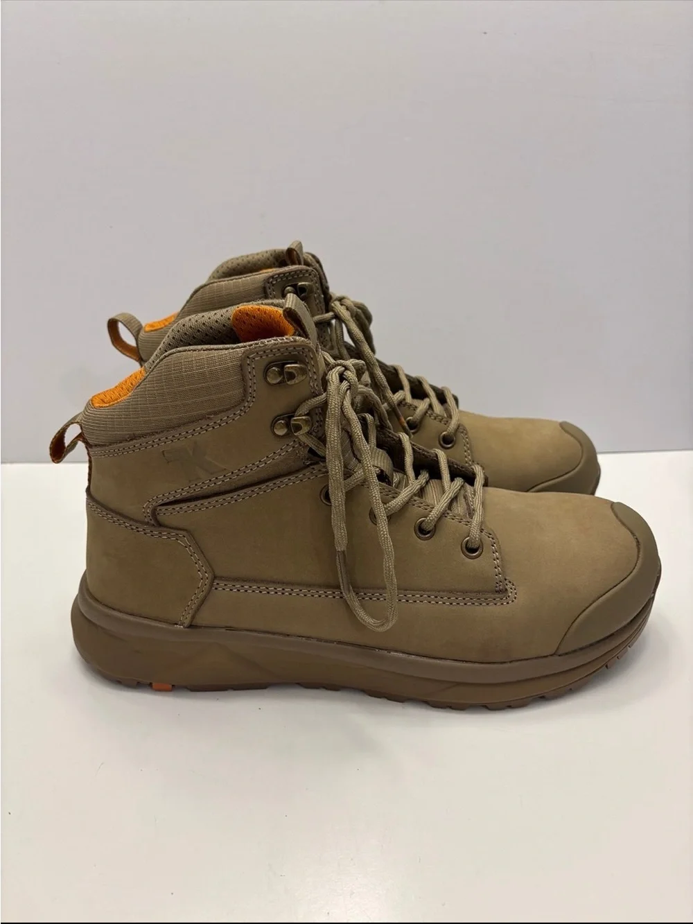 Kexin Men's Tan Work Safety Boots Lace Up Ankle Boots